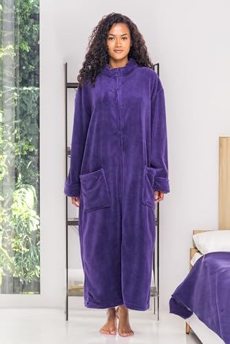 Plush Long Zip-up Robes for Plus Size Women