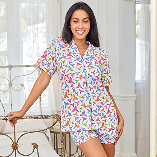 Women's Cotton Lounge Pajama Set with Shorts & Pockets by Alexander Del Rossa
