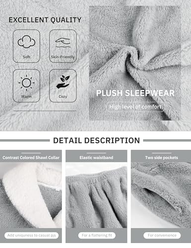 UANEO Women's Fluffy Fleece Pajama Set